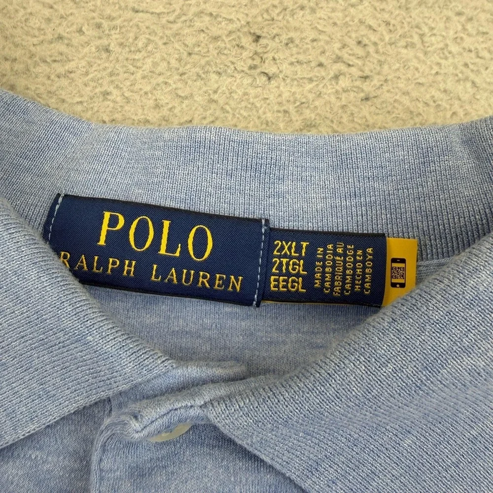 Polo Ralph Lauren Polo Shirt Mens 2XLT Blue Big & Tall Short‎ Sleeve Pony Logo